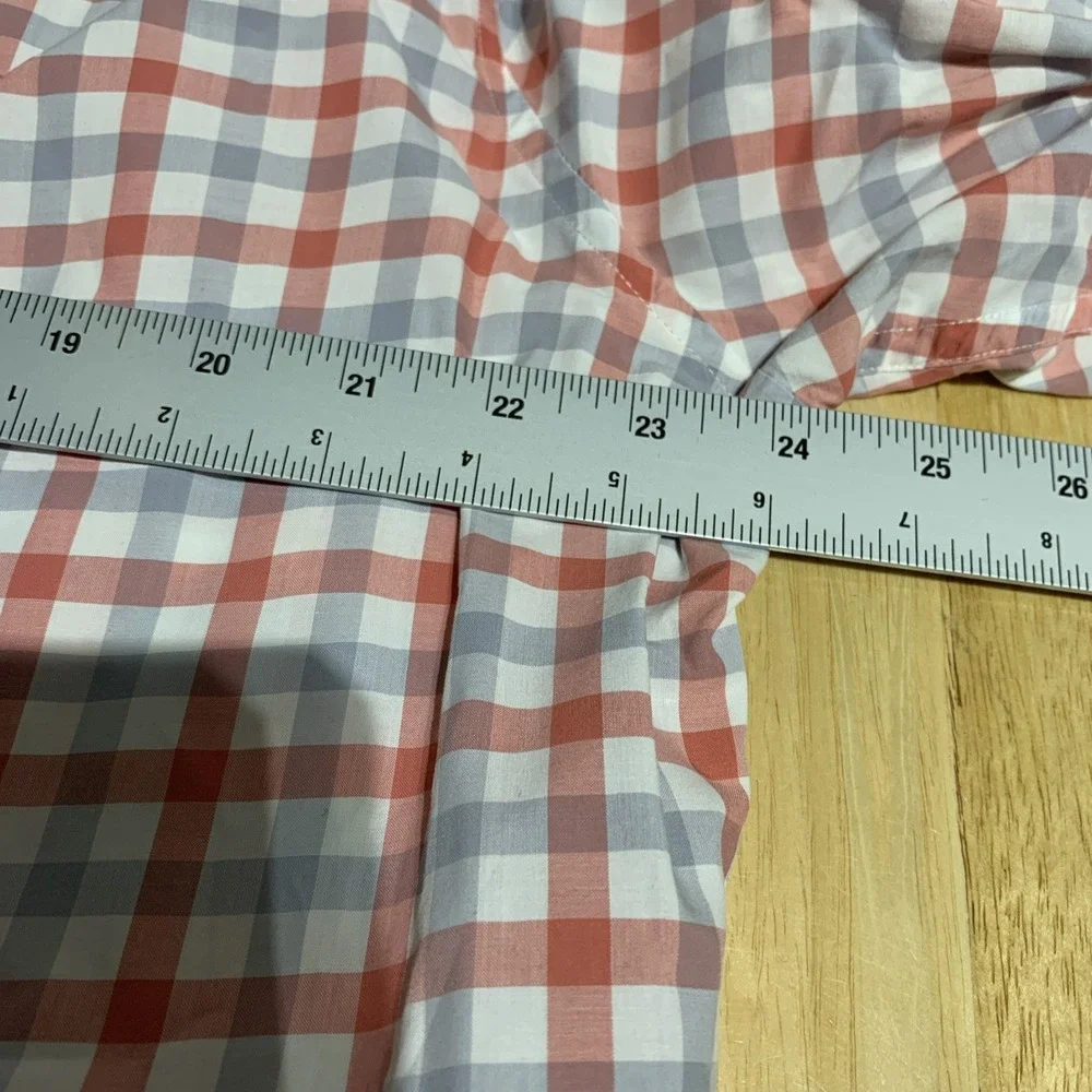 J. Crew Shirt Men's XL Long Sleeve Coral Gray & White‎ Check Cotton Casual